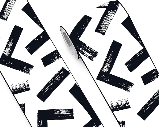 FLFK Black and White Design Wallpaper Border - Peel and Stick Wall Paper, Self Adhesive Removable PVC Borders Sticker, Modern Waterproof Trim for Home Decor, 9" x 240"
