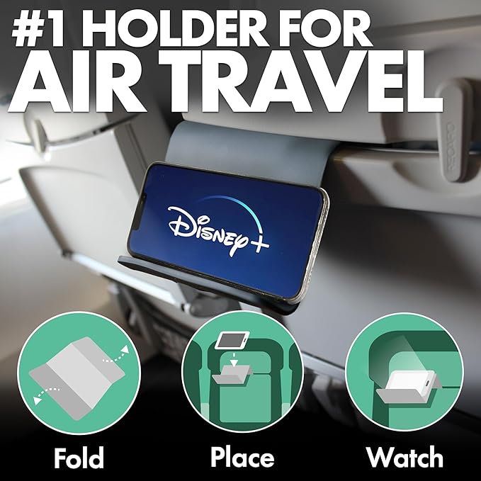 FoldenAirplane Phone Holder, Flexible Cell Phone Holder, Folding Cellphone Stand for Desk, Bed, Office, Treadmill - Airplane Gadgets for Long Travel Accessories - Plane Essentials (Silicone)