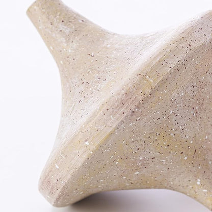 Spinning Top Statue, Coffee Table Sculpture for Modern Home & Office Desk Decor, Beige Shelf Decor for Boho Living Room, Bookshelf, Table Top, Aesthetic Room Decor, Unique Gift for Men (Resin)
