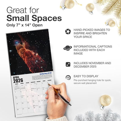 RED EMBER James Webb Space Telescope 2026 Mini Wall Calendar 12 Month | 7" x 14" Open | Thick & Sturdy Paper | Holiday Gift | Science Space Calendar 2026