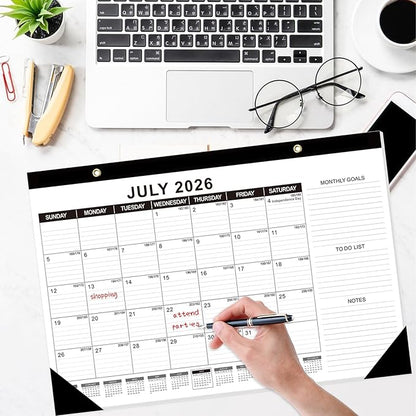 GuassLee Desk Calendar 2026-19-Month Desktop Calendar 17" × 11.5" Academic Paper Planner from Sept. 2025 to Mar. 2027 with Julian Date, Monthly Goals, To-do List, Notes for Home School Office