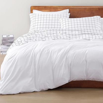 LANE LINEN 100% Organic Cotton Twin XL Bed Sheets, Sustainably Produced Okeo Tex Certified Cotton Sheets, Luxury Hotel Percale Soft & Comfy Comes in Variety of Prints & Colors - Windowpane
