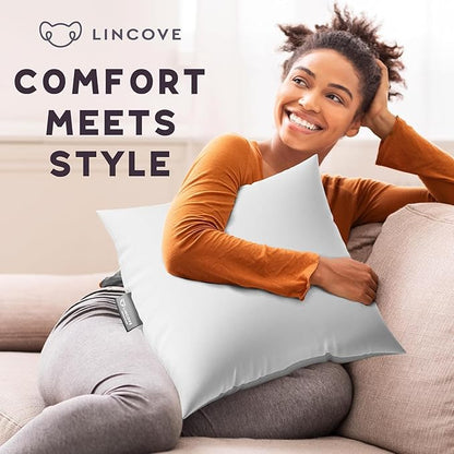Lincove Euro Throw Pillow Insert Square 14"x26" Pillow – Made in Canada, 100% Cotton Shell, Down Alternative Filling, Vegan-Friendly, Hypoallergenic - Decorative Couch Pillows, 1 Pack