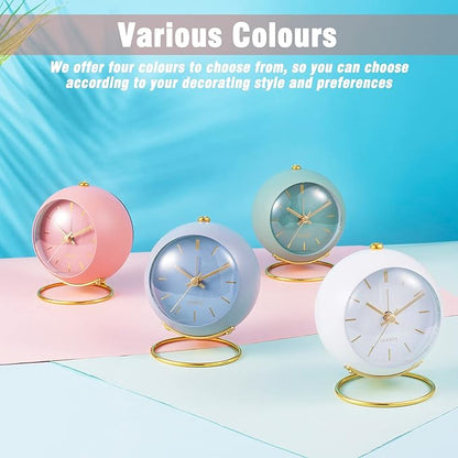AYRELY® Battery Operated Desk Alarm Clocks with Light,Retro Silent No Ticking Analog Small Clock,Loud Table Clock for Bedside/Bedroom/Kitchen/Office/Travel/Kids/Room Decor Aesthetic Vintage (Blue)