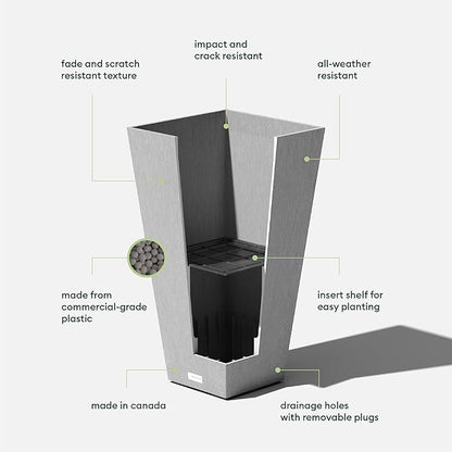 Veradek V-Resin Indoor/Outdoor Taper Planter (26 inch, Grey)