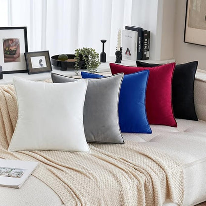 MIULEE Pack of 2 Royal Blue Decorative Velvet Throw Pillow Covers Soft Pillowcases Spring Solid Square Cushion Case for Sofa Bedroom Car 20x20 Inch