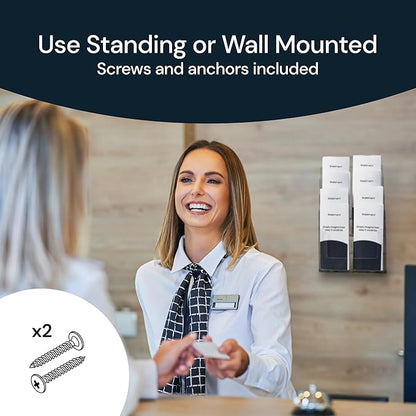 Acrylic Brochure Holder, 4 Tier Clear Literature - 8.5 x 11 inches, Pamphlet Holder, Wall Mount/Countertop Plastic Flyer Display Stand Organizer for Display Flyer, Booklet, Document