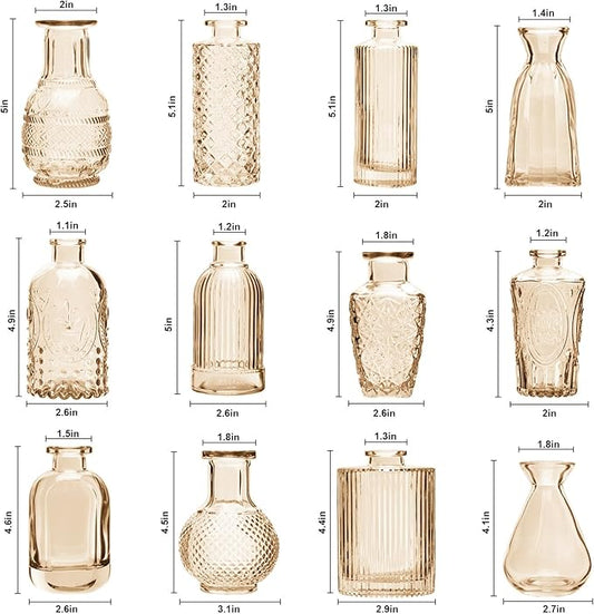RUCKACE Bud Vases in Bulk 22 Gold Glass Small Vases Flower Vase for Centerpiece Table Wedding Decorations Home Decor Party