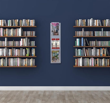 Displays2go Three Pocket Magazine Wall Rack, Display Periodicals or Brochures - Clear (2RP3CLR)