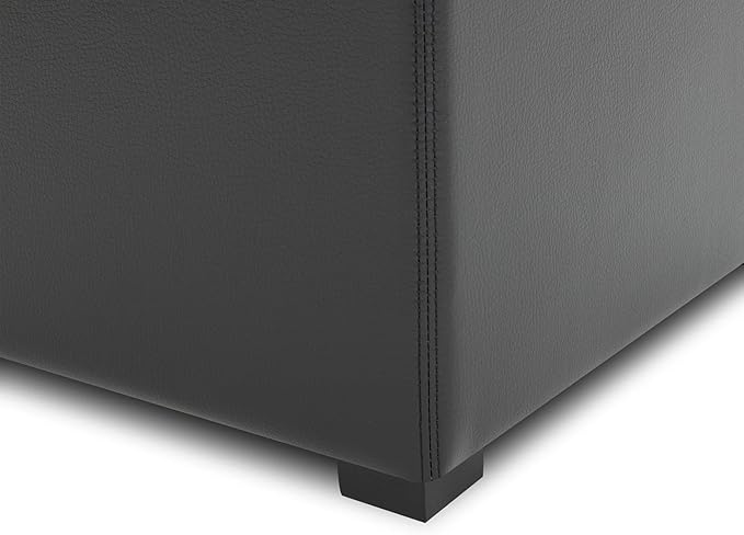 CHITA Storage Ottoman Cube with Tray Lid, Small Footstool with Storage, Square End Table for Living Room and Bedroom, Faux Leather in Black