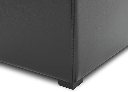 CHITA Storage Ottoman Cube with Tray Lid, Small Footstool with Storage, Square End Table for Living Room and Bedroom, Faux Leather in Black
