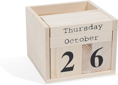 brightmaison BGT Dexo Desk Organizer, Pen Holder & Desk Calendar, DIY Projects Unfinished Wood, Natural