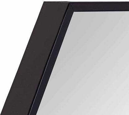Kate and Laurel Rhodes Modern Hexagon Wall Mirror, 31" x 22", Black, Chic Geometric Wall Mirror