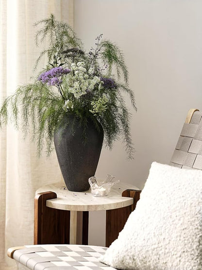 Ceramic Vase - Large 11.8 Inch Tall Floor Vase for Centerpieces, Farmhouse Rustic Minimalist Home Decor for Living Room, Enterway, Wedding (Sandstone Dark Gray)