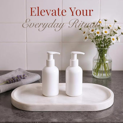 Handcrafted Marble Tray – Bathroom Counter Organizer, Jewelry Tray, Perfume Organizer & Decorative Tray for Vanity Accessories, Coffee Table Decor & Bathroom Countertop (Oval, Mugla White)