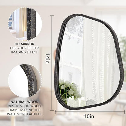 Irregular Asymmetrical Mirror Wall Mounted, Unique Vanity Mirror, Shaped Dressing Mirror Decorative for Living Room, Bathroom, Bedroom, Entryway Wall Decor 14"x10"