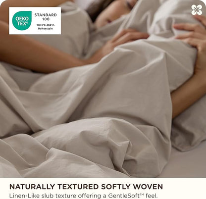 Bedsure Cotton Duvet Cover Oversized King - Luxury Slub Weave 100% Cotton Duvet Cover with a Linen Like Textured, Easy Change Durable Bedding, Natural Linen, 120" x 98"
