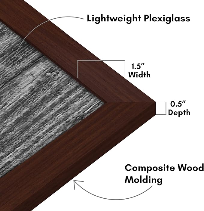 Americanflat 16x20 Picture Frame with Polished Plexiglass - Wide Picture Frames Made of Engineered Wood for Vertical or Horizontal Wall Display - Epic Collection - Mahogany