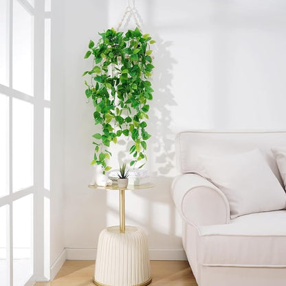 BLEUM CADE Fake Hanging Plants, 2pcs Artificial Hanging Plant, Faux Pothos Vines Greenery for Wall Home Living Room Office Indoor Outdoor Decor (No Baskets)