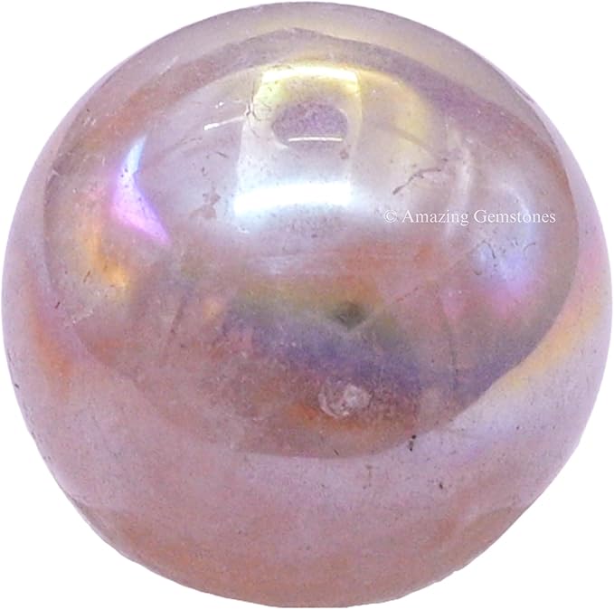 Amazing Gemstone Angel Aura Rose Quartz Crystal Ball - 1" Inches Crystal Sphere Meditation Balls for Witchcraft and Decorative Balls - Crystals and Healing Stones Beginners Gift (Pack of 1)