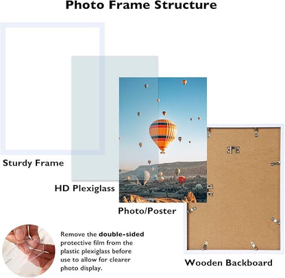 19x27 Picture Frame Set of 2 White for Poster Photo Picture, Horizontal and Vertical Formats for Wall Hanging, 19 x 27 Wall Poster Photo Frame for 19 by 27 Photos, 2 Pack, White