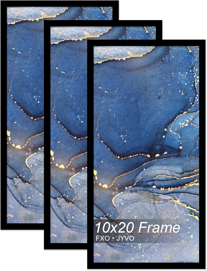 10x20 Picture Frame Set of 3, Black Frame for 10 x 20 Inch Picture Poster Photo, Light Weight and High Transparent 10 by 20 Frame for Wall - 3 Pack/Black/10 x20