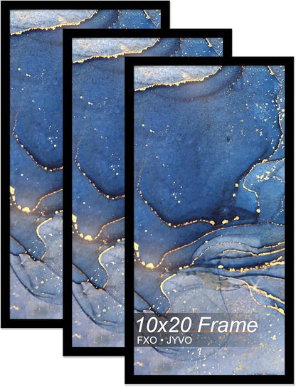 10x20 Picture Frame Set of 3, Black Frame for 10 x 20 Inch Picture Poster Photo, Light Weight and High Transparent 10 by 20 Frame for Wall - 3 Pack/Black/10 x20
