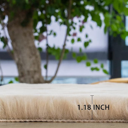 Light Brown Beige Plush Shag Area Rugs 8x10 Rugs for Living Room Boho Fluffy Large Rabbit Fuzzy Fur Rug for Bedroom Nursery Rug