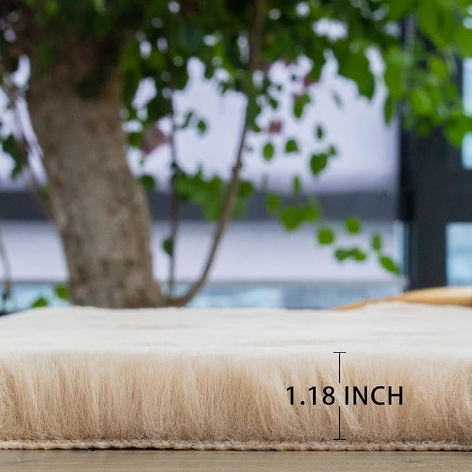 Shag Polyester Bunny Washable Fluffy Rug Runners for Hallways Camel Plush Area Rugs for Living Room Bedroom Sheepskin Rug 2x6 Shaped Nursery Rugs