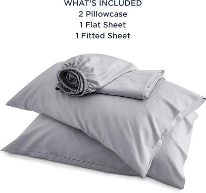 Bedsure Queen Sheet Set, Rayon Derived from Bamboo, Cooling Sheets, Deep Pocket Up to 16", Breathable & Soft, Hotel Luxury Silky Bedding for Hot Sleepers, Silver Grey