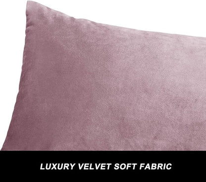 GIGIZAZA Decorative Small Lumbar Pillow Covers,Set of 2 Cushion Covers Velvet Sweet Lilac Pillows,Sofa Throw 12x20 Pillow Covers