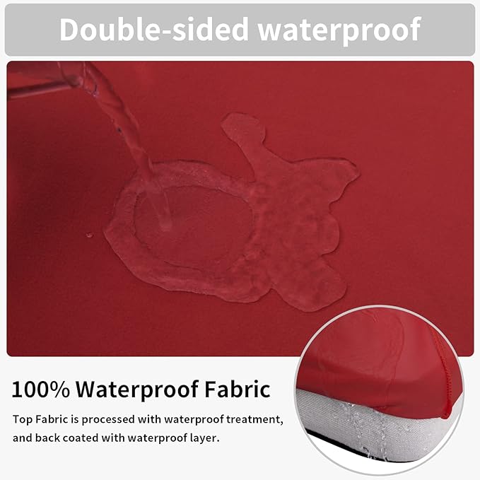 Easy-Going 100% Waterproof Chair Sofa Seat Cushion Slipcovers Couch Cushion Cover Stretch Furniture Protector for Kids, Pets (3-Piece Sofa Cushion, Christmas Red)