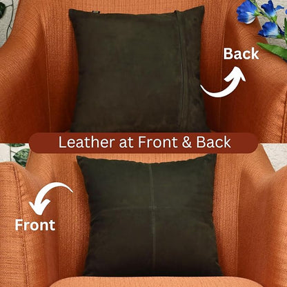 LL LEATHER LOVERS Genuine Suede Leather Pillow Cover, 18x18 Inch Case for Lumbar Throw Couch Pillows, Thick & Soft Cushion Covers for Sofa Bed Home Decor (Suede Deep Forest Green Plain Pack of 1)