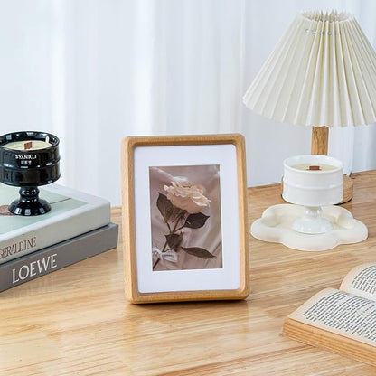 TEYCLZORE 4x6 Natural Wood Picture Frame, Handmade Beech Wood Photo Frame, Display 3x4 Picture with Mat or 4x6 Without Mat, Tabletop Display and Wall Hanging