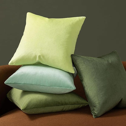 Phantoscope Pack of 2 Velvet Decorative Throw Decorative Pillow Cover Soft Solid Square Cushion Case for Couch Lime Green 20 x 20 inches 50 x 50 cm