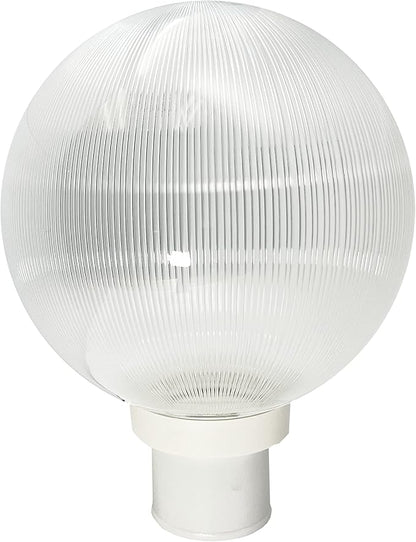 KASTLITE Lamp Post Globe Combo Lighting Fixture | 10" Prismatic Acrylic Lens with White Fitter & Twist Lock Mounting | Fits 3" Diameter Posts (Not Included) | Comes with with 5000K LED Bulb