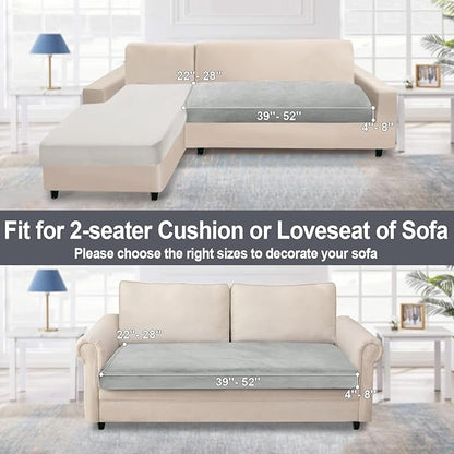 NAISI Couch Cushion Covers 1 Piece Velvet Stretch Loveseat Cover or 2 Seat Sofa Cover Soft Individual Couch Covers for Sectional Sofa(1 PC for 2-Seat Cushion or Loveseat,Light Grey)