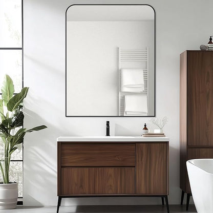 Bathroom Mirror, Wall Mirrors, Black Metal Framed Wall-Mounted Mirrors, Bathroom Vanity Mirror for Over Sink, Living Room, Bedroom, Entryway, 40x32 Inch, Black