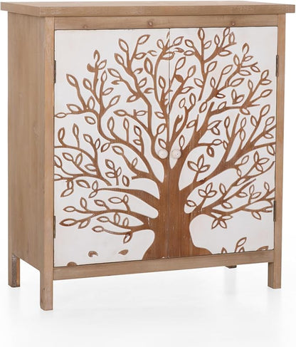 MAISON ARTS Accent Cabinet with 2 Doors, Farmhouse Decorative Storage Cabinet with Solid Legs for Living Room Entryway, Kitchen Sideboard Buffet Cabinet, Wishing Tree