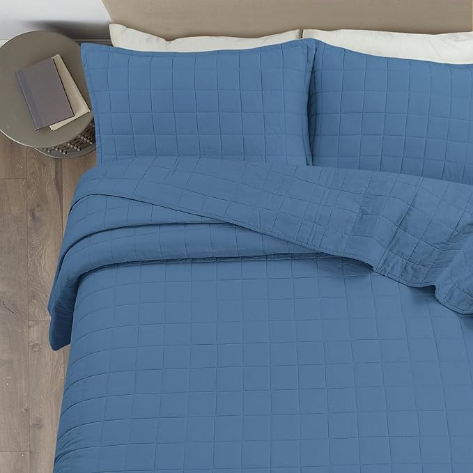 Quilt Bedding Set Queen Size - Cotton Soft Lightweight Bedspread Quilts Comforter Coverlet Sets Geometric Pattern with 2 Pillow Shams for All Season, 90x98 inches
