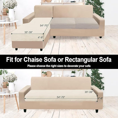 NAISI Sectional Couch Cover 1 Piece Velvet Separate Chaise Lounge Cover Soft Stretch Sofa Slipcovers for Left/Right Chaise Sectional Couch(Chaise Lounge,Cream)