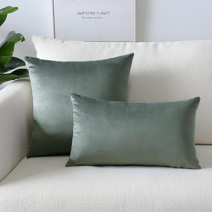 Artscope Luxury Velvet Pillow Covers Super Soft Decorative Square Throw Pillow Covers Case Cushion Covers for Sofa Couch Bedroom Car Decor 22x22 Inch Dark Grey