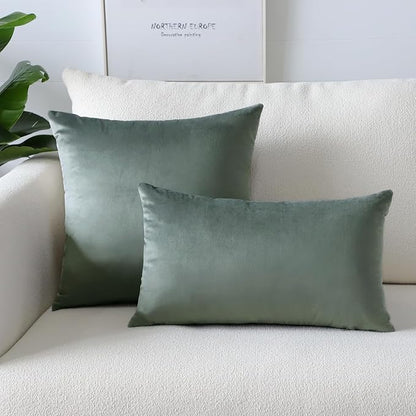 Artscope Luxury Velvet Pillow Covers Super Soft Decorative Square Throw Pillow Covers Case Cushion Covers for Sofa Couch Bedroom Car Decor 22x22 Inch Dark Grey