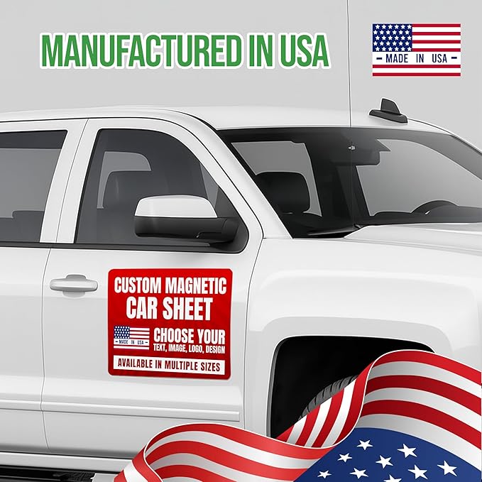 Pack of 2 Custom Vehicle Signs by BCB – Personalized Magnetic Door Decals | Removable Advertising Signage for Cars, Trucks & Vans | Customizable Magnetic Sheets | Multiple Sizes | Made in USA