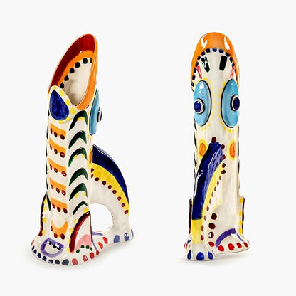 Serax Flower Vase | Sicily by Ottolenghi | Colorful Fish Stoneware Home Decor Living Room for Coffee Table, Kitchen Decorations | Modern Entryway Table Decor or for Shelves | Unique Centerpiece Vases