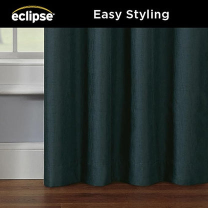 Eclipse Kendall Modern Blackout Thermal Rod Pocket Window Curtain, Insulating & Noise Reducing Curtains for Bedroom or Living Room (1 Panel), 54 in Long x 42 in Wide, Teal