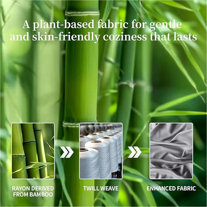 Shilucheng 100% Viscose Derived from Bamboo_ Sheets King Size 4pcs - Ultra Cooling & Silky Soft Bed Sheets, 16" Deep Pocket, Perfect for Hot Sleepers, Hotel Bedding Sheets (Grey)