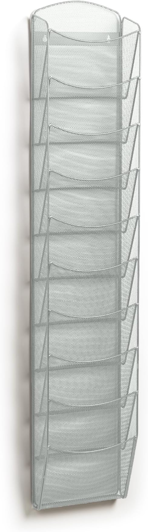 Safco Products Onyx Commercial 10 Pocket Magazine Rack 5579SL-Silver-Stainless Steel- Wall Mounted-5 lbs Capacity-Organize Magazines or Journal