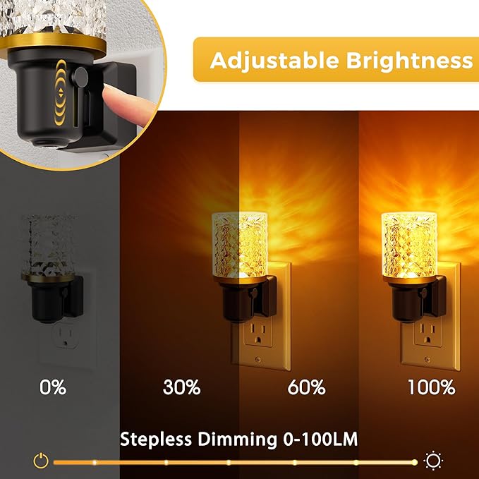 L LOHAS LED Night Light, Dimmable Night Lights Plug into Wall, Automatic Night Lights Plug in with Auto Light Sensor,Adjustable Brightness Amber LED Night Light, for Bedroom Hallway Home Decor