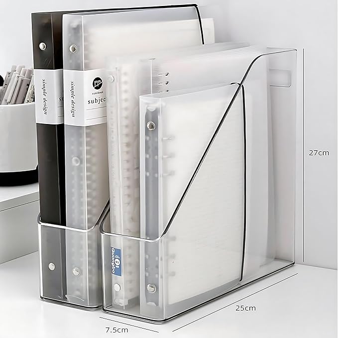 4-Pack Acrylic Magazine Holder & Book Organizer Clear Desktop File Storage Rack for Office/Home, Includes 6 Silicone Bookmarks (Space-Saving Design)